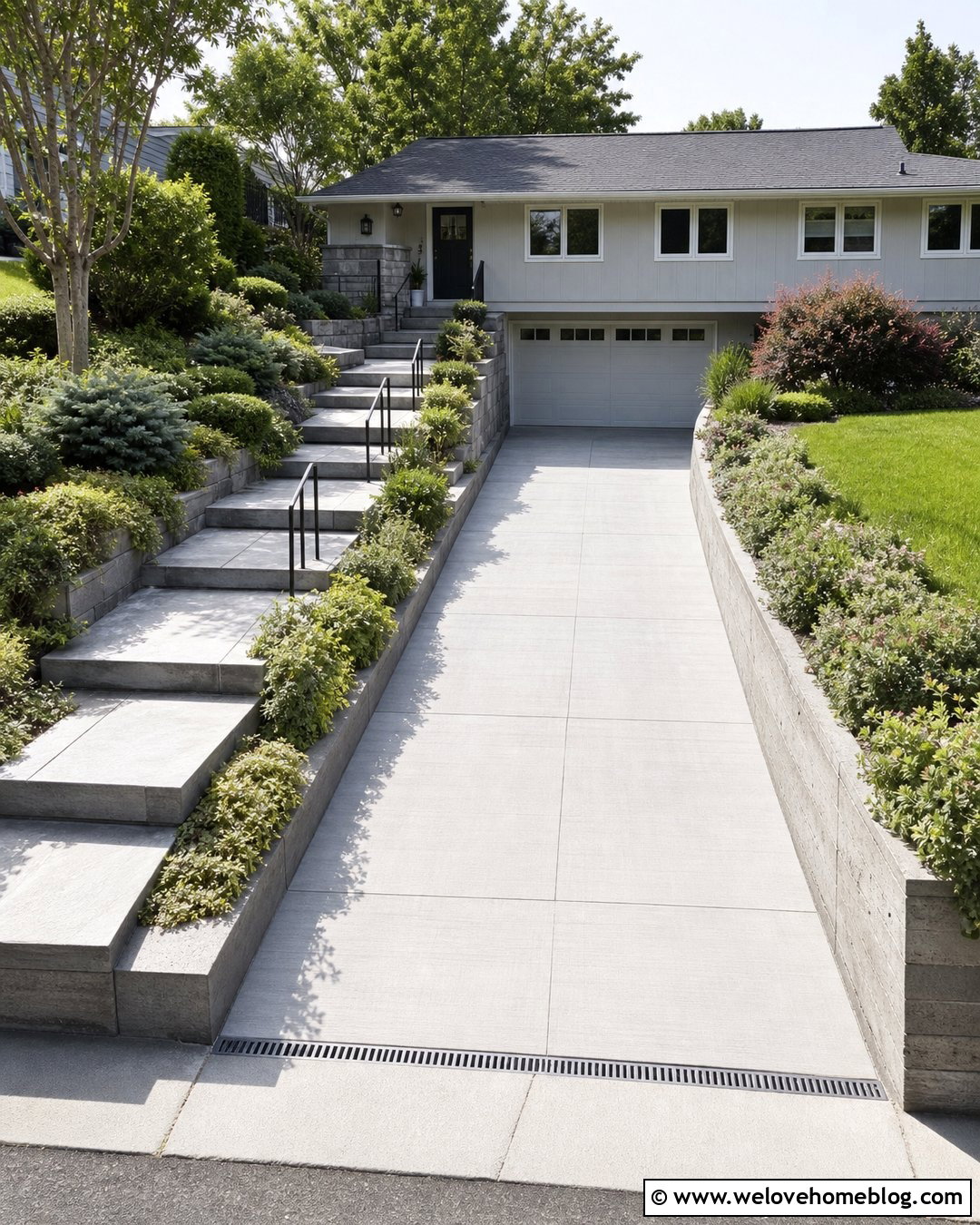 Steep Downhill Driveway With Side Steps - 20 Steep Downhill Driveway Ideas