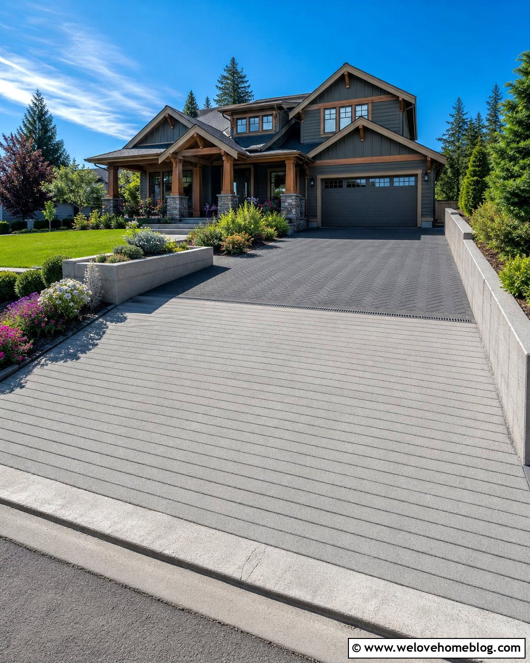 Steep Driveway With A Top Parking Pad - 35 Steep Driveway Solutions Ideas