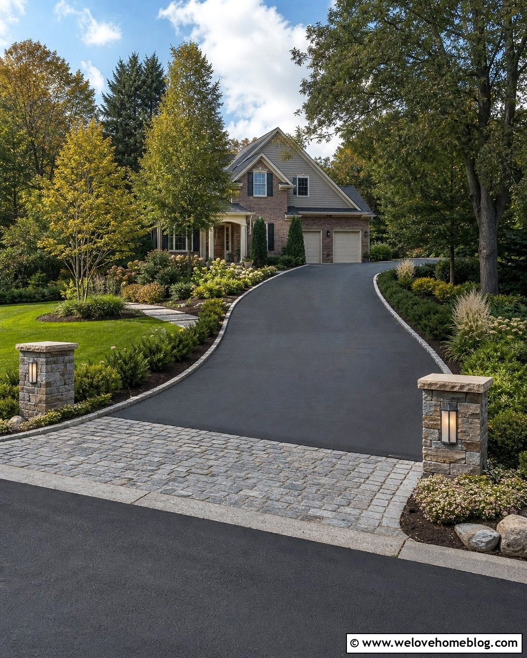 Steep Driveway With Layered Entrance Landscaping - 25 Steep Driveway Landscaping Ideas