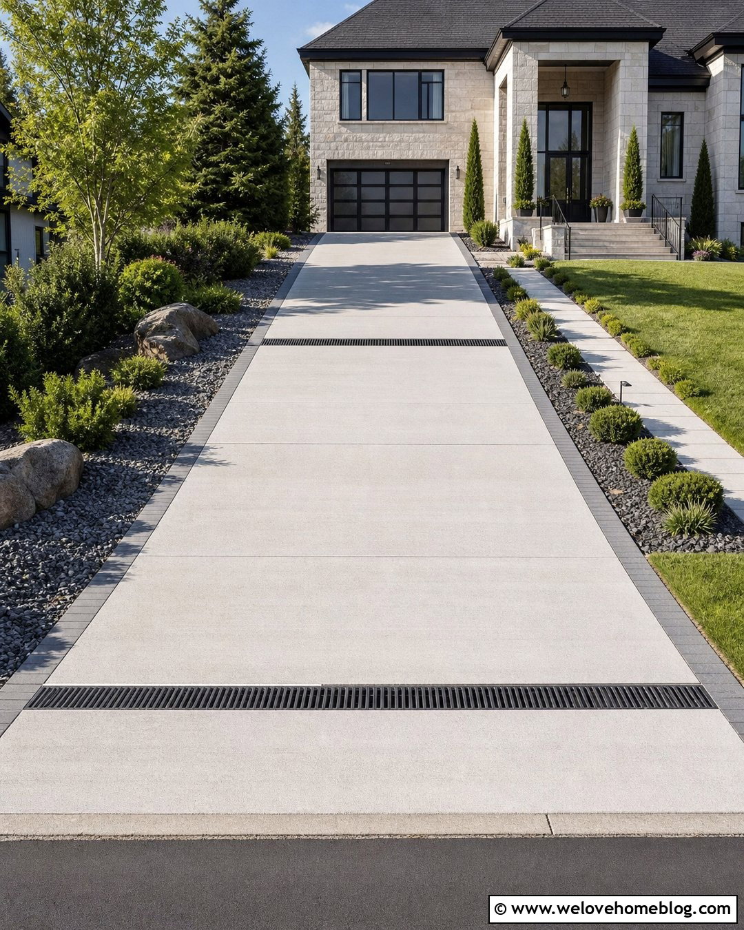 Steep Driveway With Trench Drain - 35 Steep Driveway Ideas