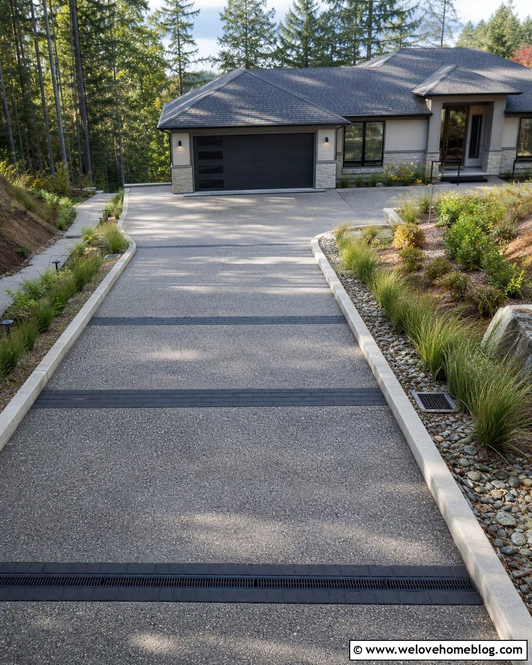Steep Sloped Driveway With Drainage Channels - 20 Steep Sloped Driveway Ideas