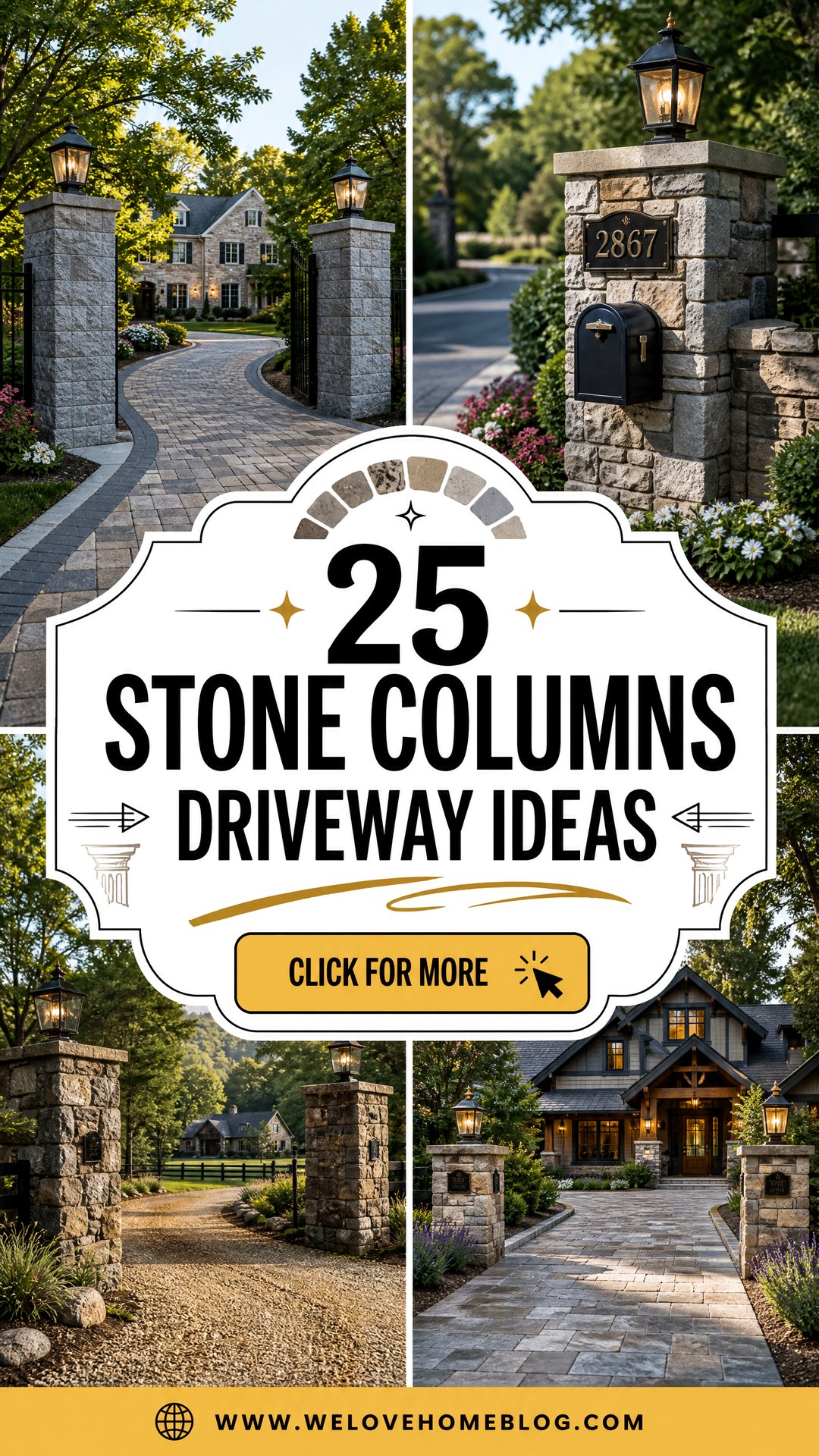 25 Stone Columns Driveway Ideas for a Grand First Impression - 25 Stone Columns Driveway Ideas for a Grand First Impression