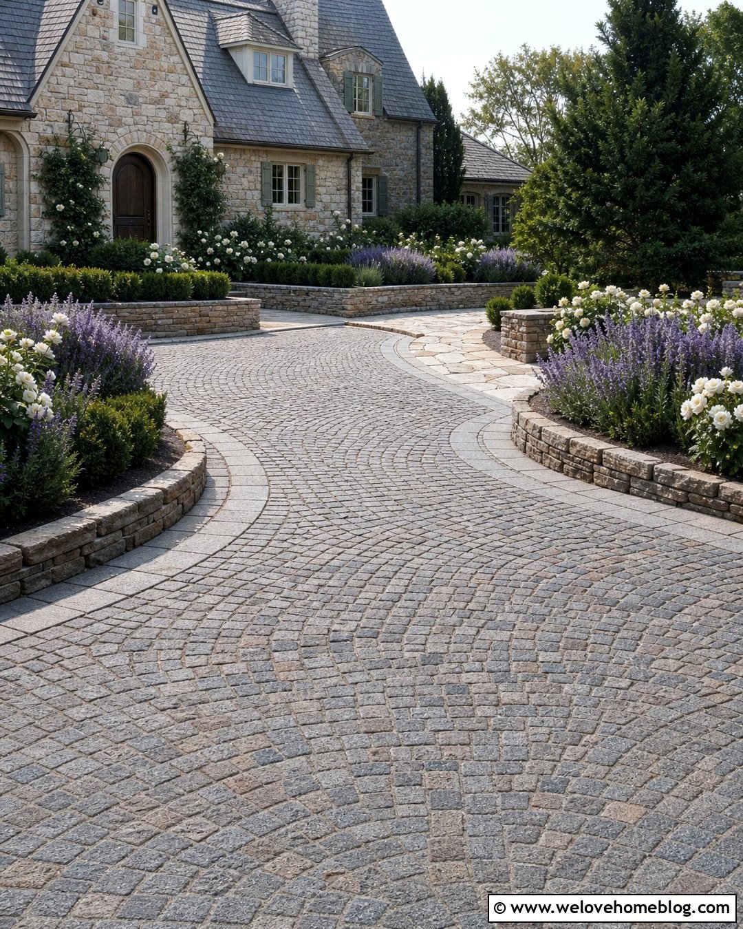 Stone Cottage Driveway With Granite Setts - 35 Cottage Driveway Ideas