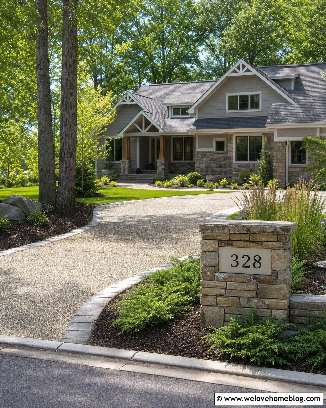 Stone Driveway Address Sign With Large Numbers - 25 Driveway Address Sign Ideas