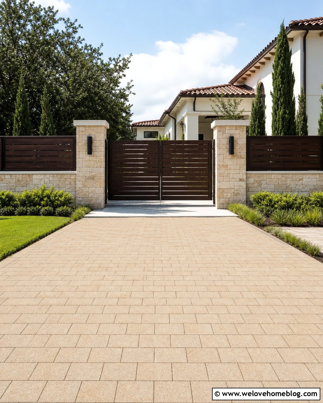 Stone Driveway Columns With A Privacy Gate - 20 stone driveway entrance columns ideas
