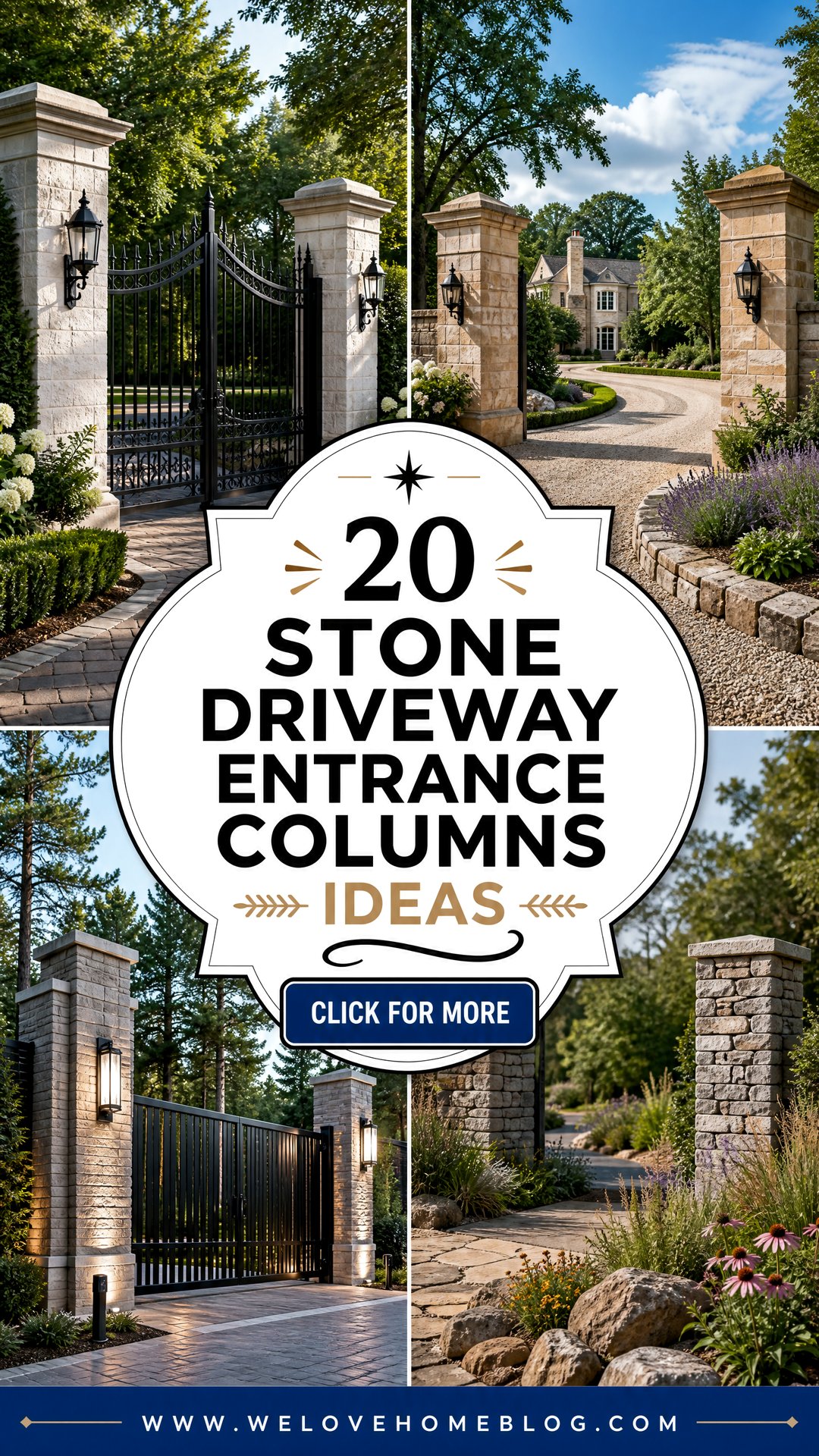 20 Stone Driveway Entrance Columns Ideas for Grand Curb Appeal - 20 Stone Driveway Entrance Columns Ideas for Grand Curb Appeal