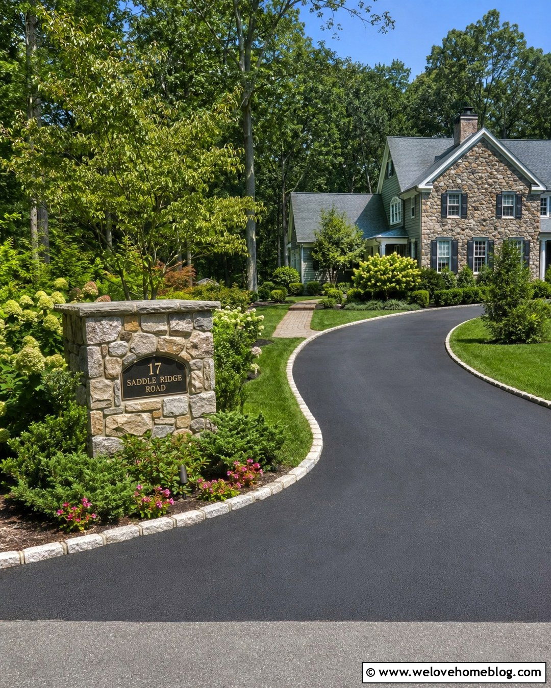 Stone Driveway Name Sign With Asphalt Driveway - 20 Driveway Name Sign Ideas