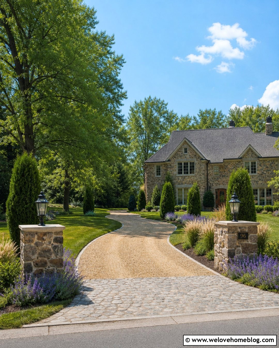 Stone Driveway Posts With Lanterns - 20 end of driveway post ideas