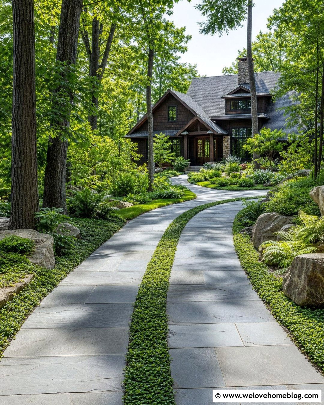 Stone Driveway Strips With Ground Cover - 20 Driveway Strip Ideas