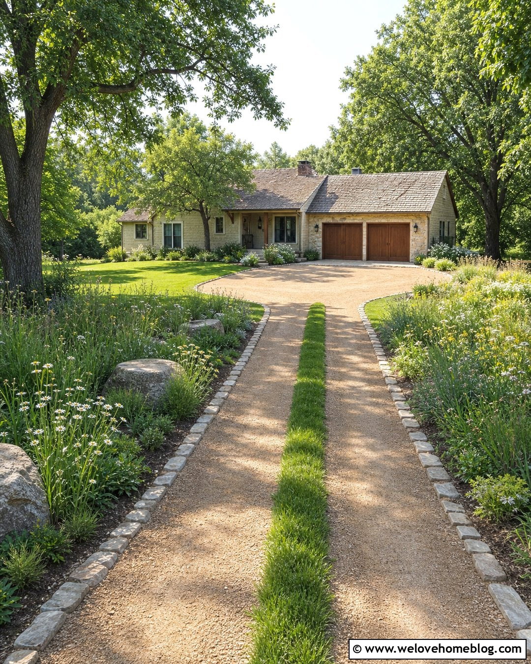 Stone Dust Driveway With A Grass Center Strip - 20 Stone Dust Driveway Ideas