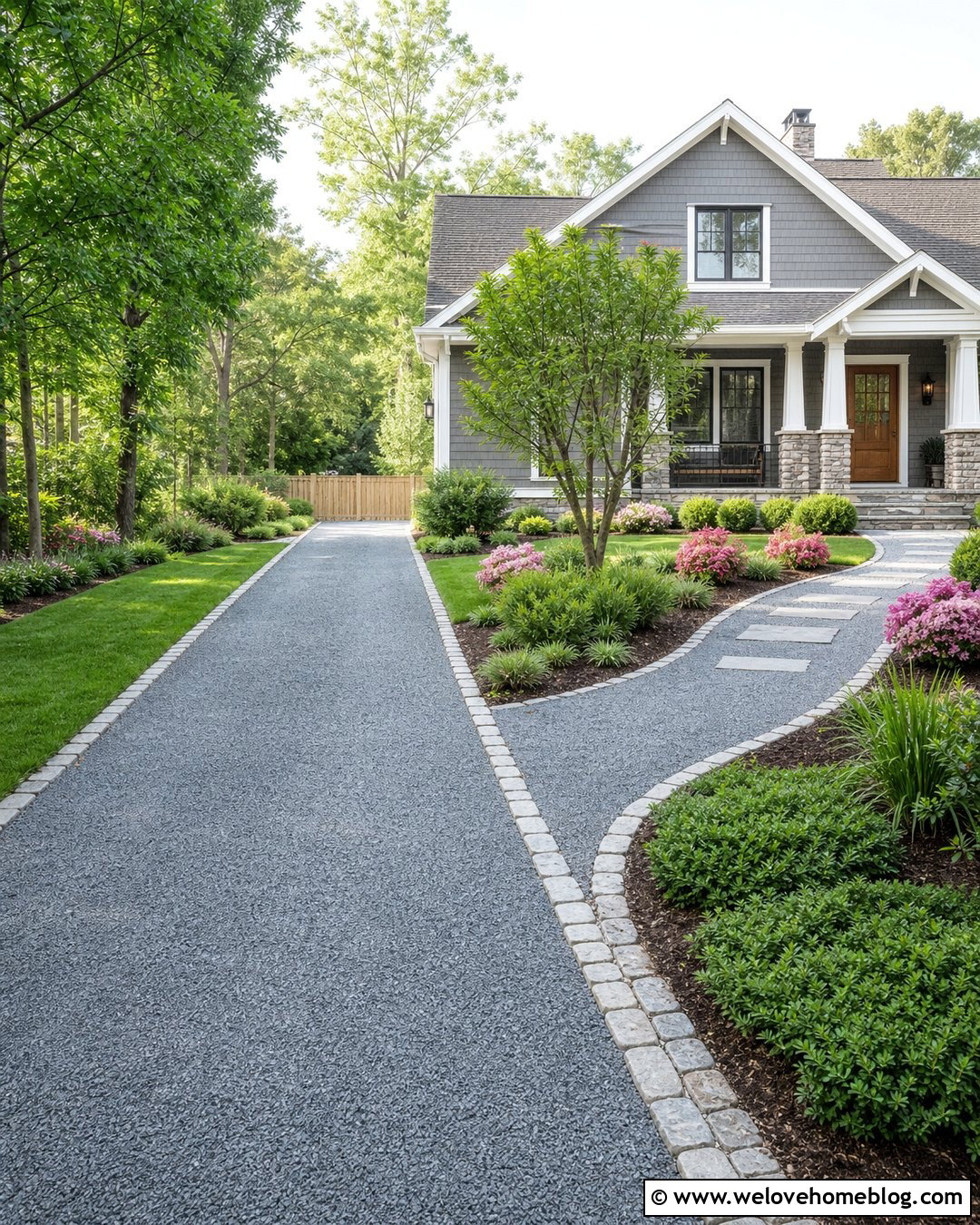 Stone Dust Driveway With A Matching Front Walkway - 20 Stone Dust Driveway Ideas