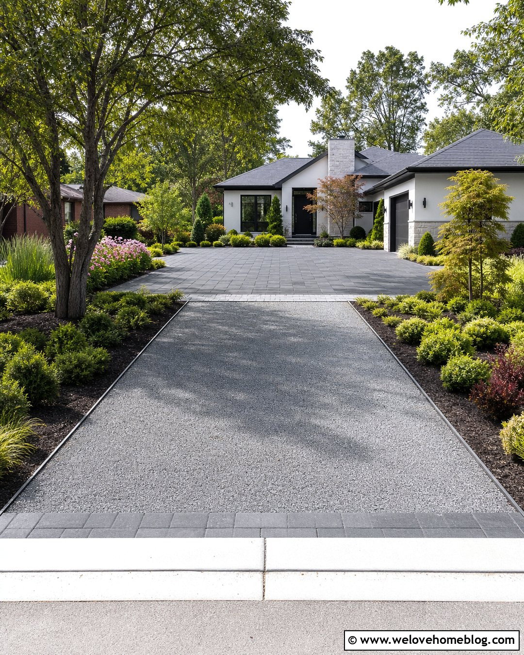 Stone Dust Driveway With A Paver Parking Area - 20 Stone Dust Driveway Ideas