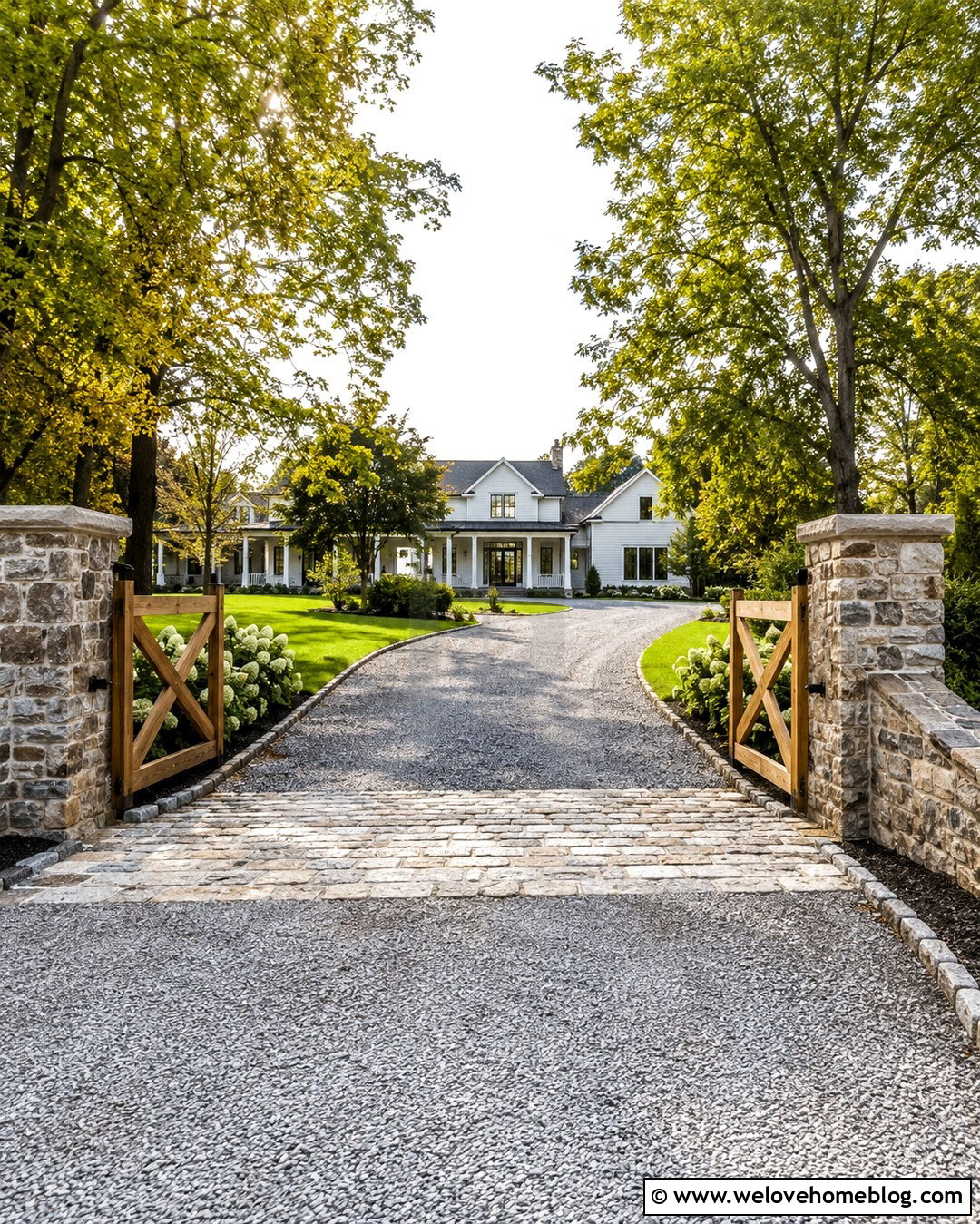 Stone Gate Pillars With Wood Gate - 20 gate pillars driveway entrance ideas