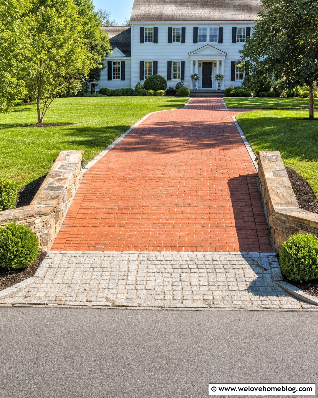 Stone Headwall Driveway Culvert With Brick Driveway - 20 rocks around driveway culvert ideas