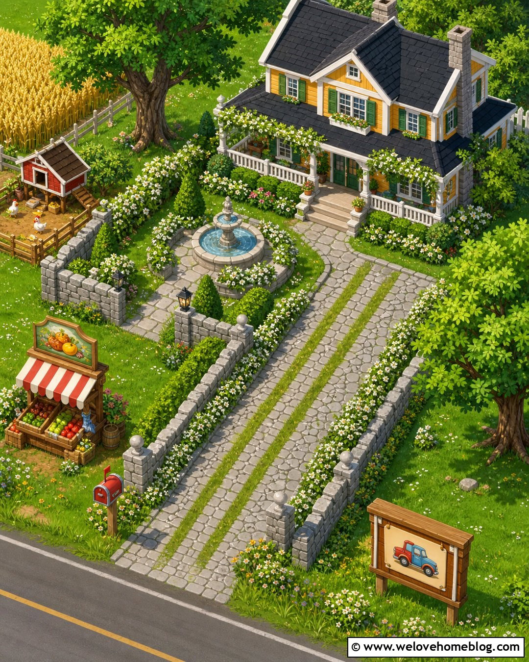 Stone Path Hay Day Driveway - 25 Hay Day Driveway Design Ideas