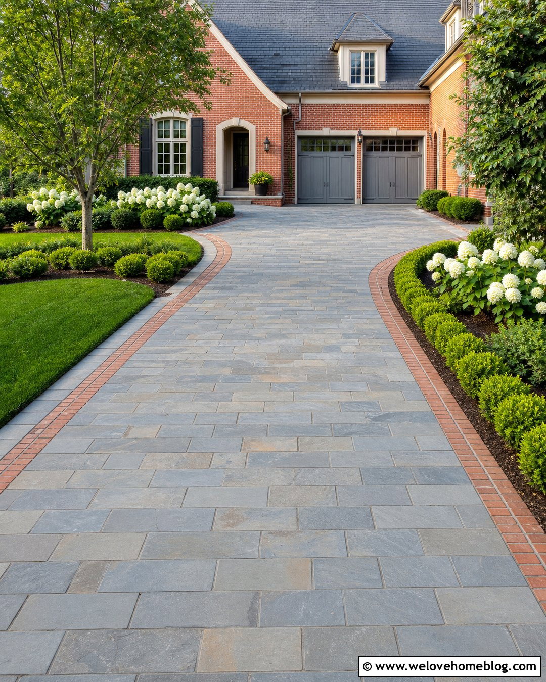 Stone Paver Driveway With Brick House - 20 stone paver driveway ideas
