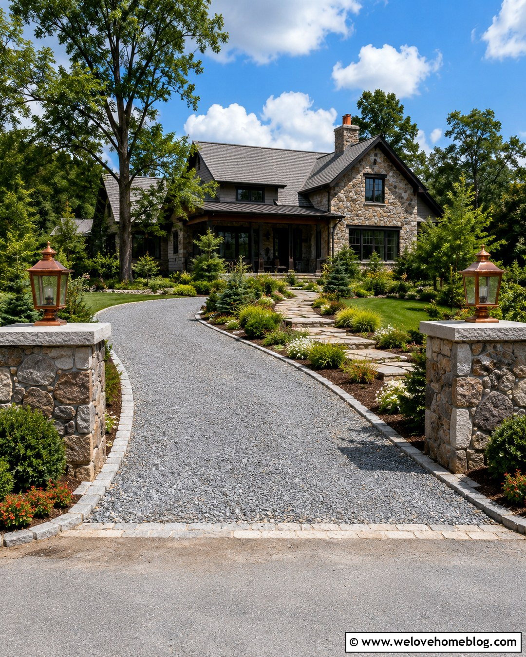 Stone Pillar Driveway Entrance - 20 Ornate Driveway Entrance Ideas