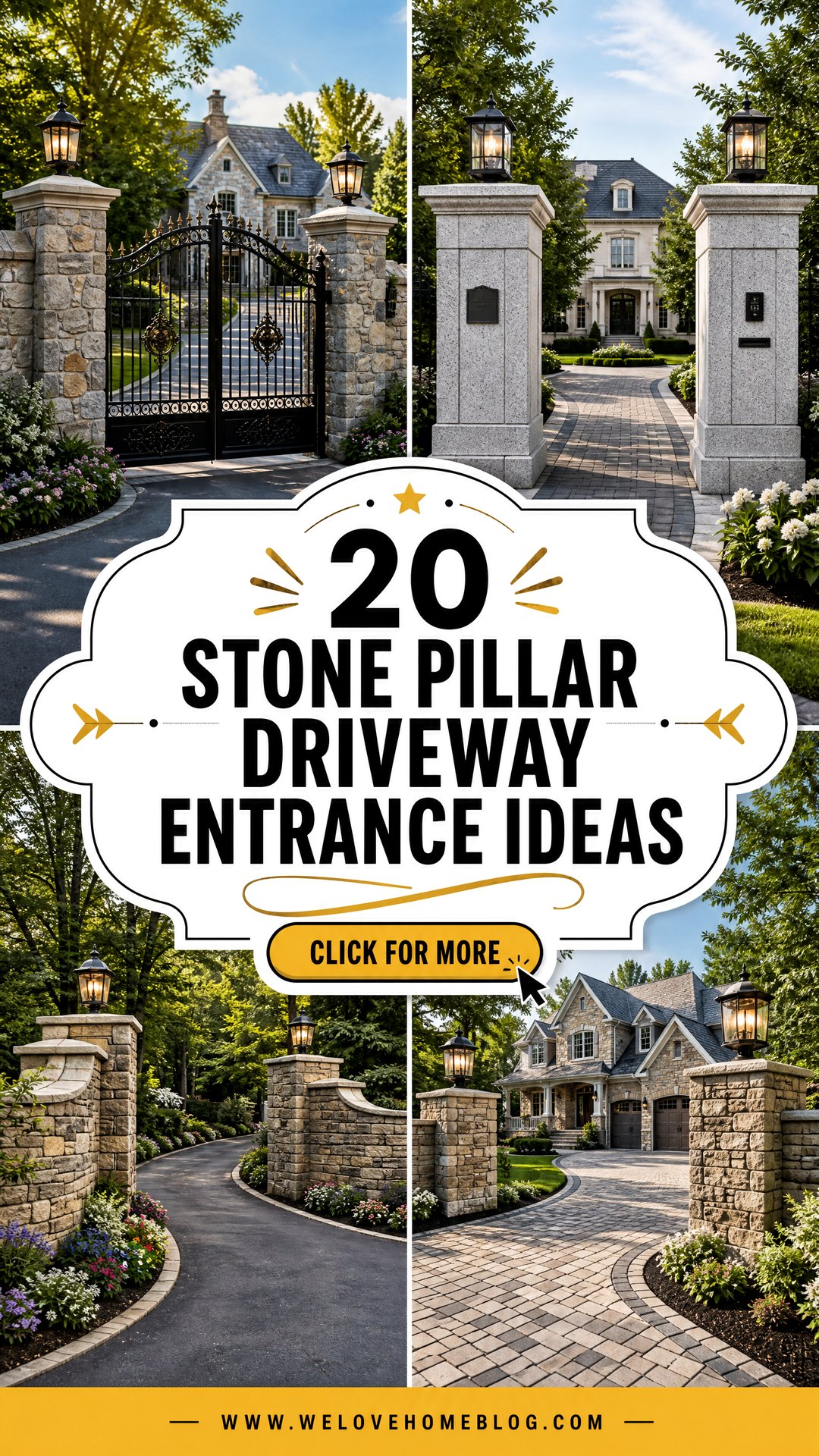 20 Stone Pillar Driveway Entrance Ideas for a Grand Welcome - 20 Stone Pillar Driveway Entrance Ideas for a Grand Welcome