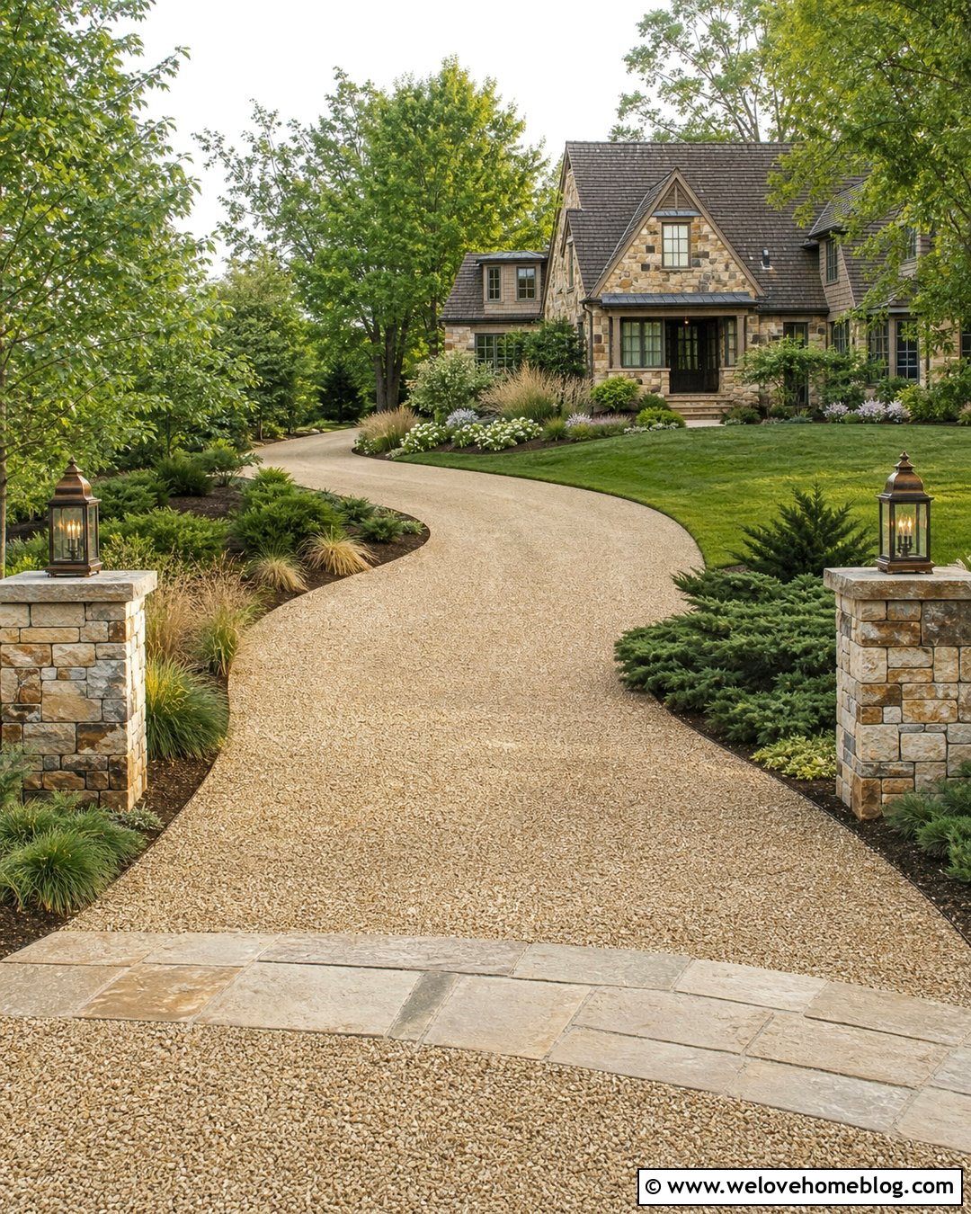 Stone Pillar Driveway Entrance Lamp Posts - 20 driveway entrance lamp post ideas
