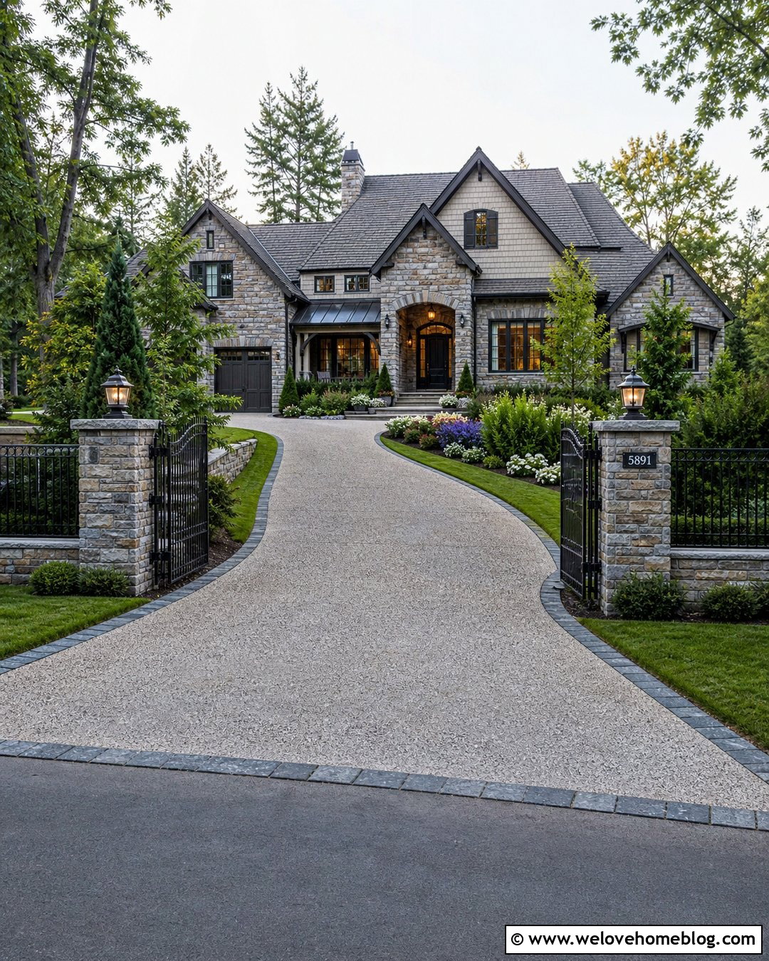 Stone Pillar Driveway Fence - 25 Driveway Fencing Ideas