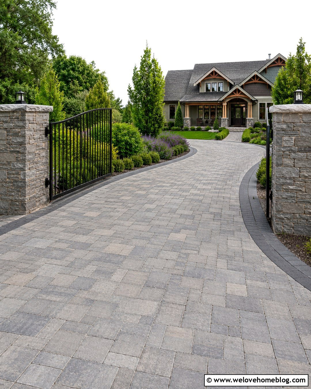 Stone Pillar Driveway Gate - 20 Driveway Gate Inspiration Ideas