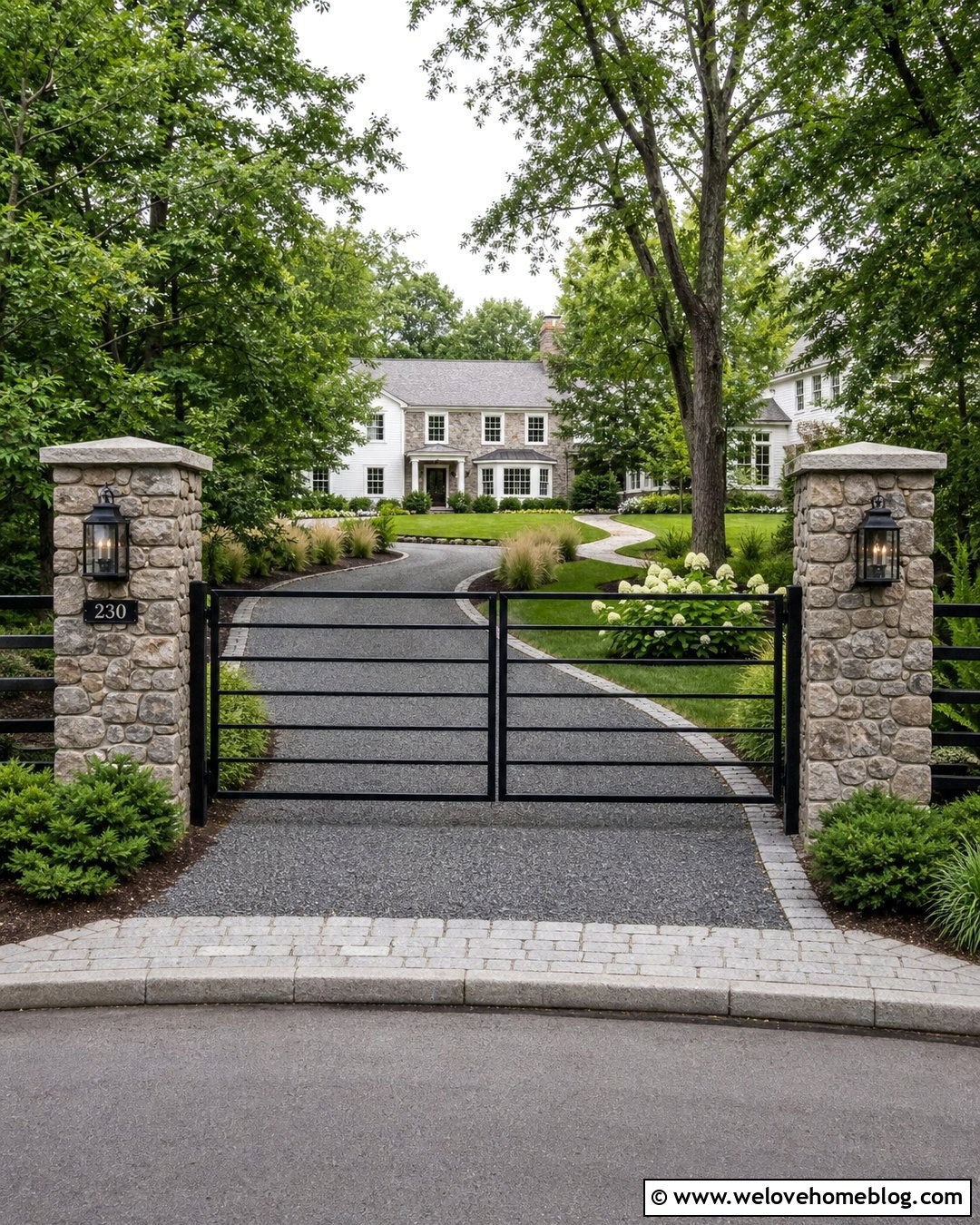Stone Pillar Driveway Gate - 40 unique driveway gates