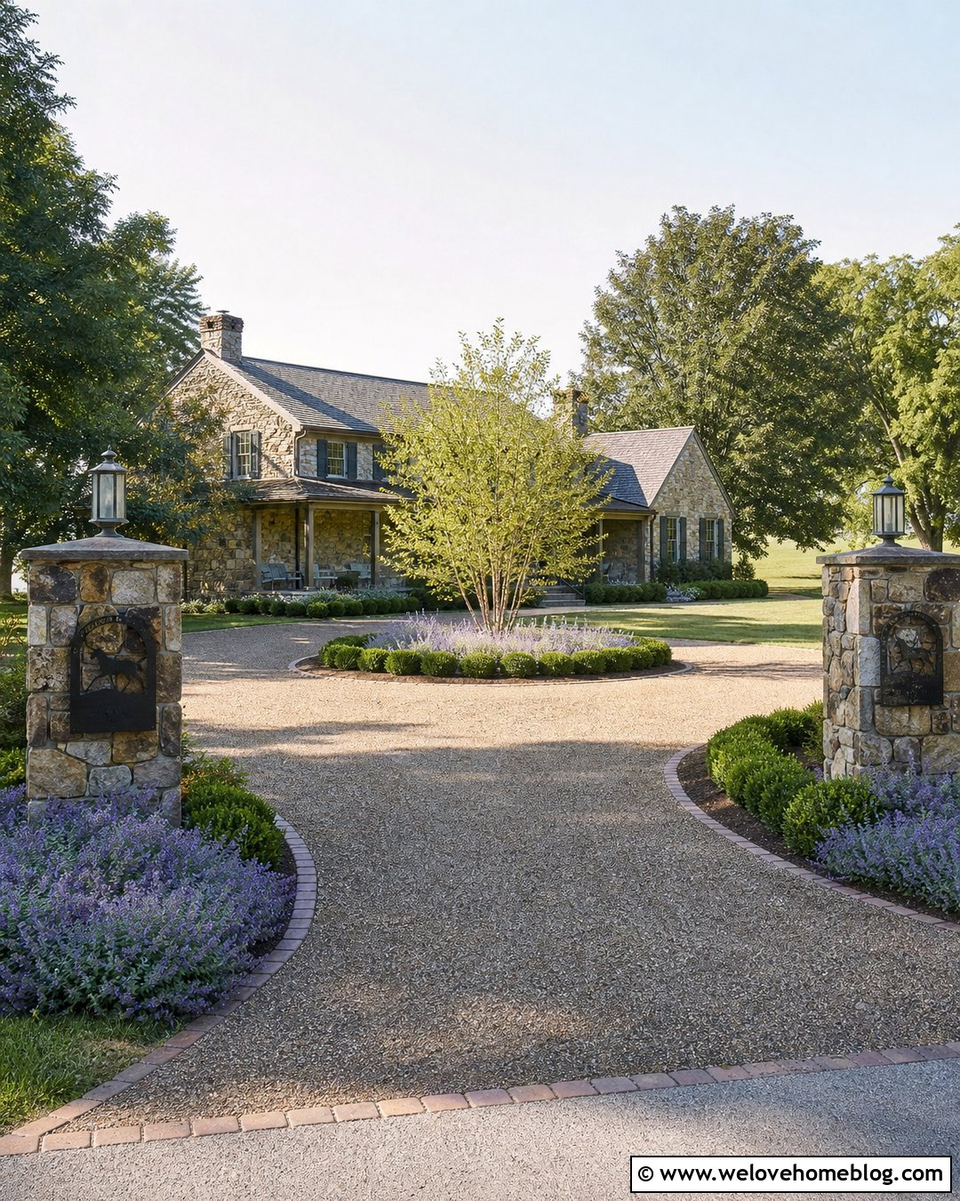 Stone Pillar Farm Sign With Circular Driveway - 25 farm signs entrance driveways rustic ideas