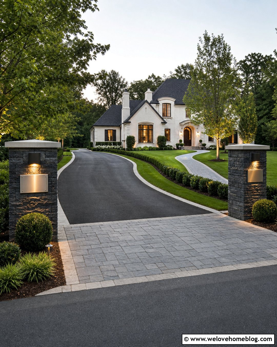 Stone Pillars With Address Plaques - 40 Stone Pillars Driveway Entrance Ideas
