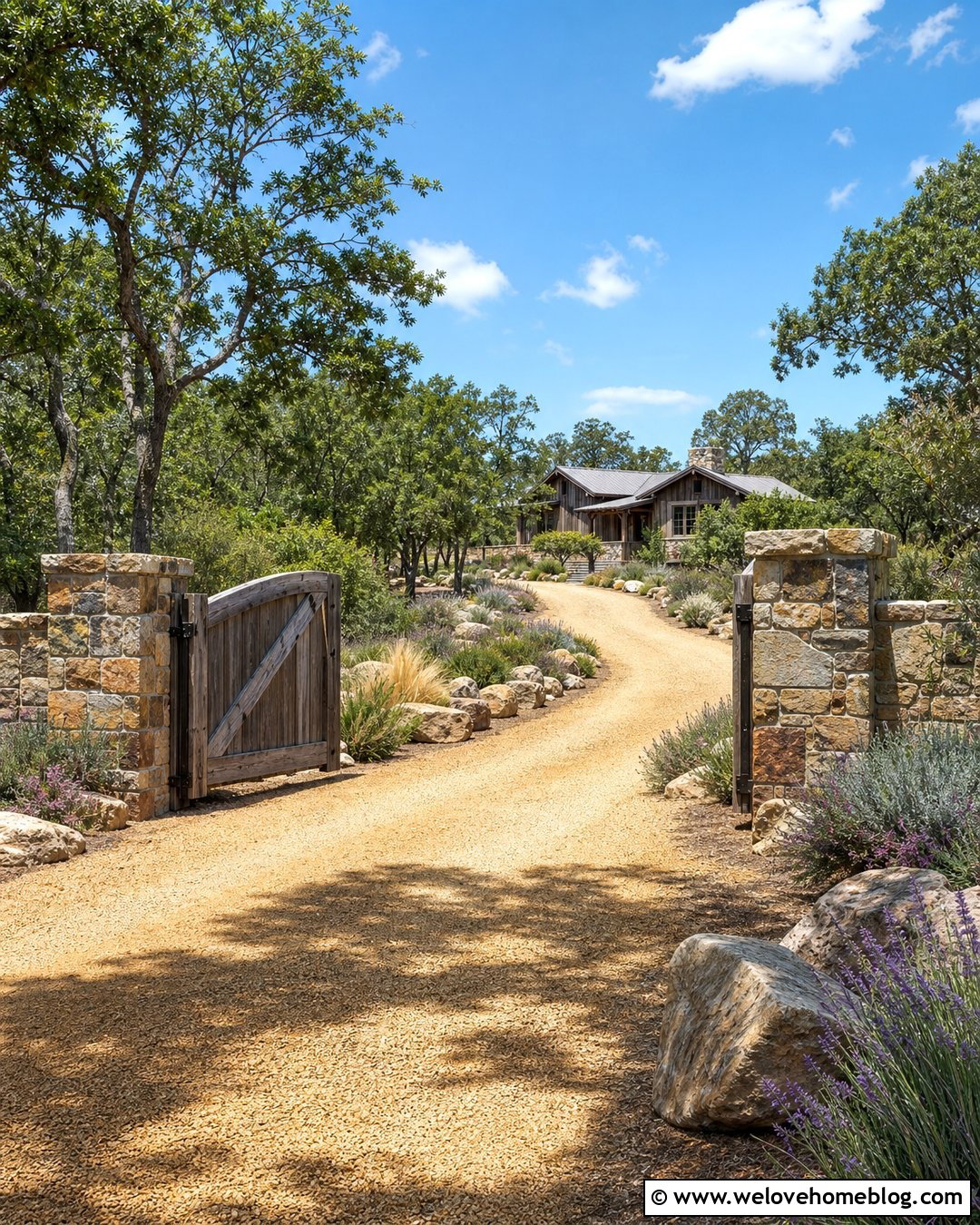 Stone Pillars With Native Landscaping - 40 Stone Pillars Driveway Entrance Ideas