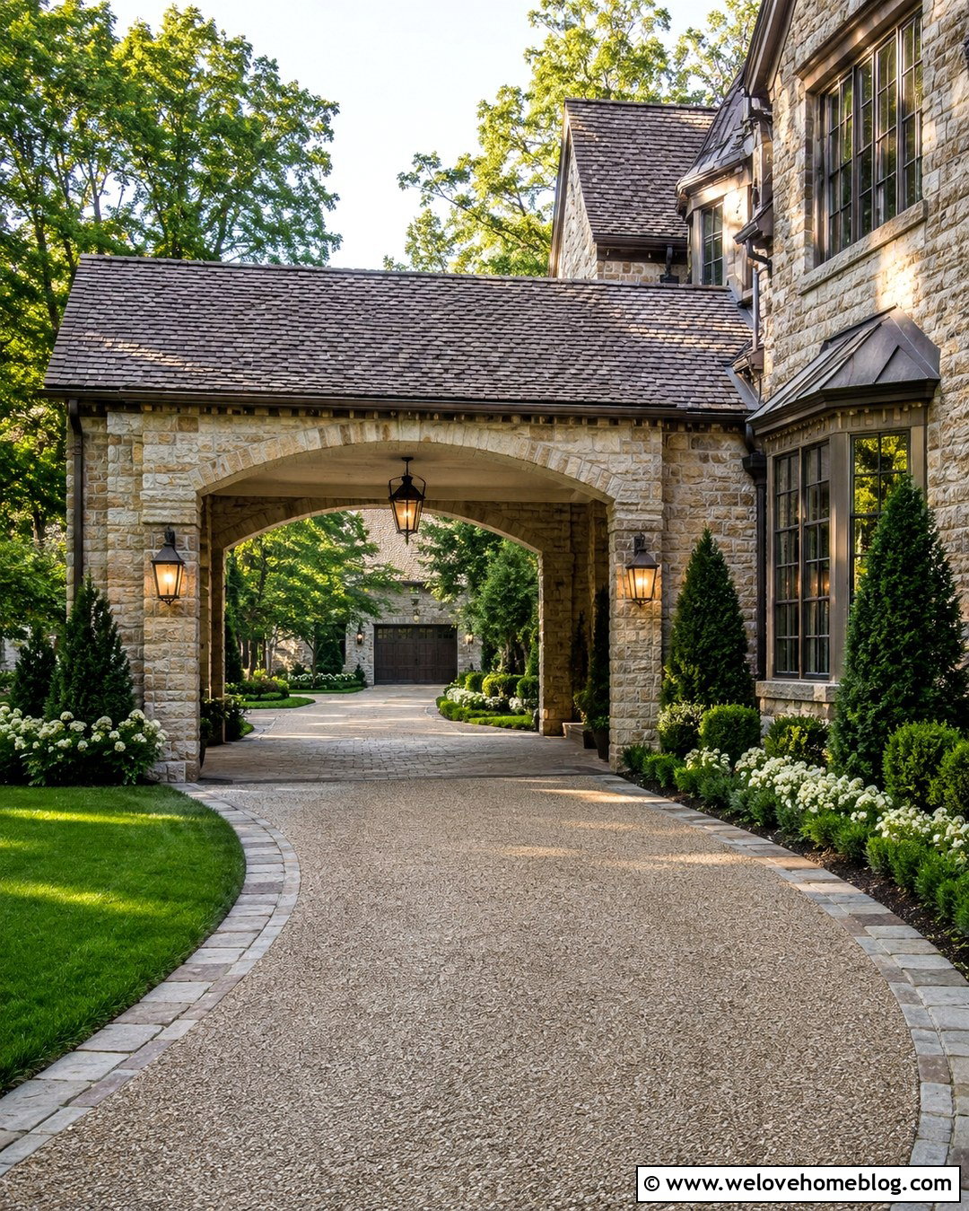 Stone Porte Cochere Driveway Porch - 20 Driveway Porch Ideas