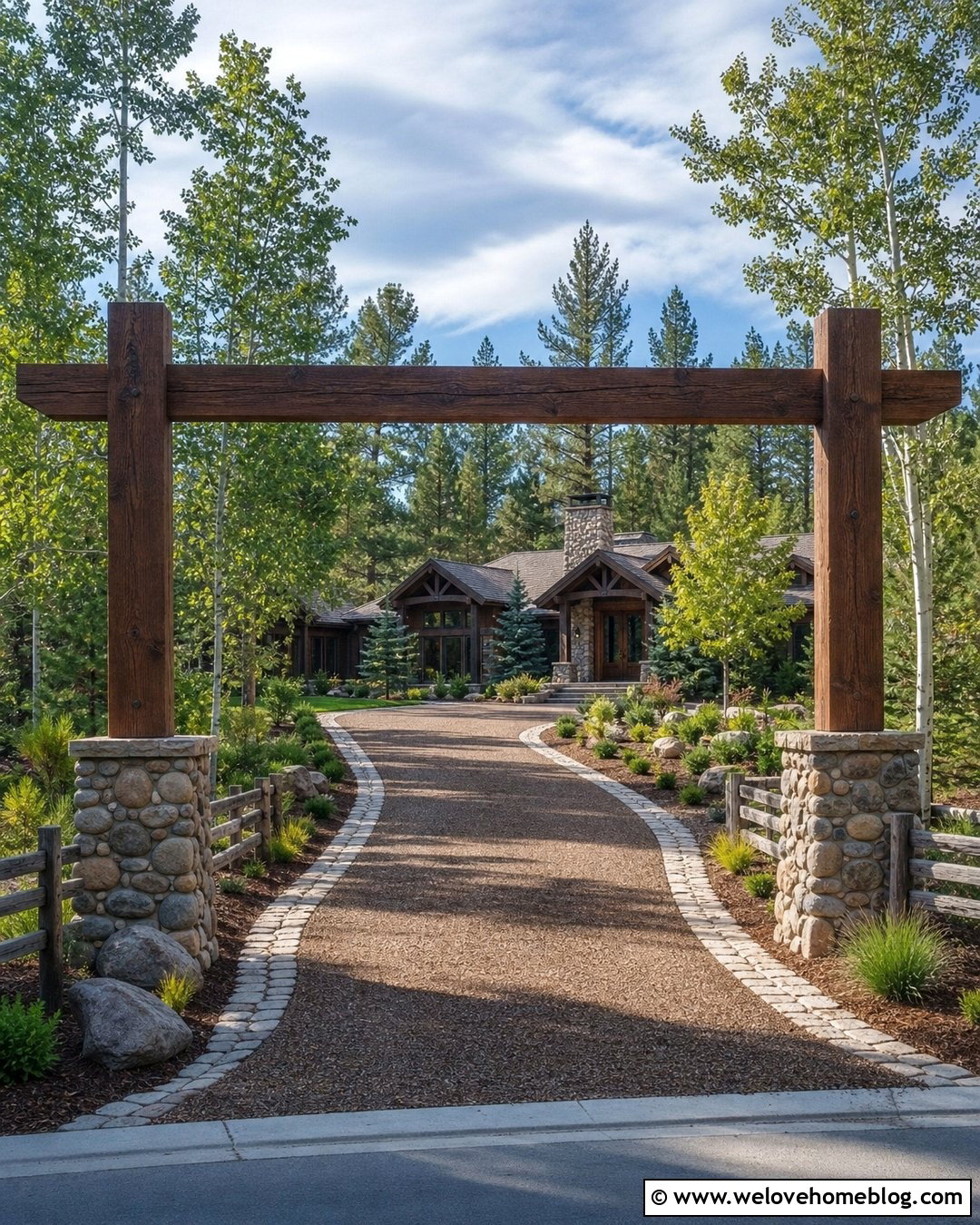 Stone Post And Beam Driveway Entrance - 25 Stone Entrance Driveway Ideas