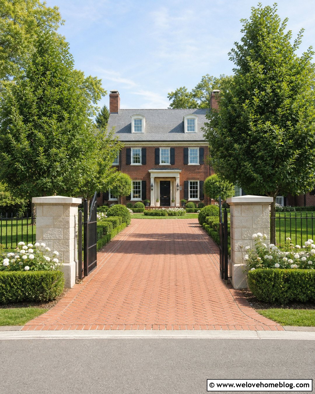 Stone Posts With A Wrought Iron Driveway Gate - 20 stone posts driveway ideas