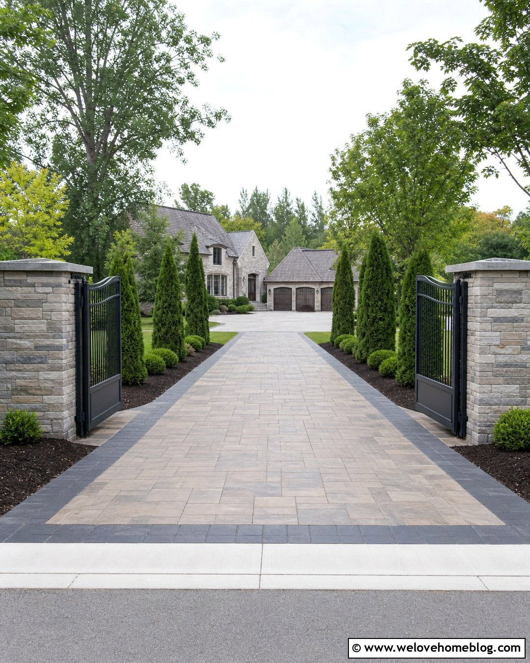 Stone Stamped Concrete Driveway With Gate - 20 stone stamped concrete driveway ideas