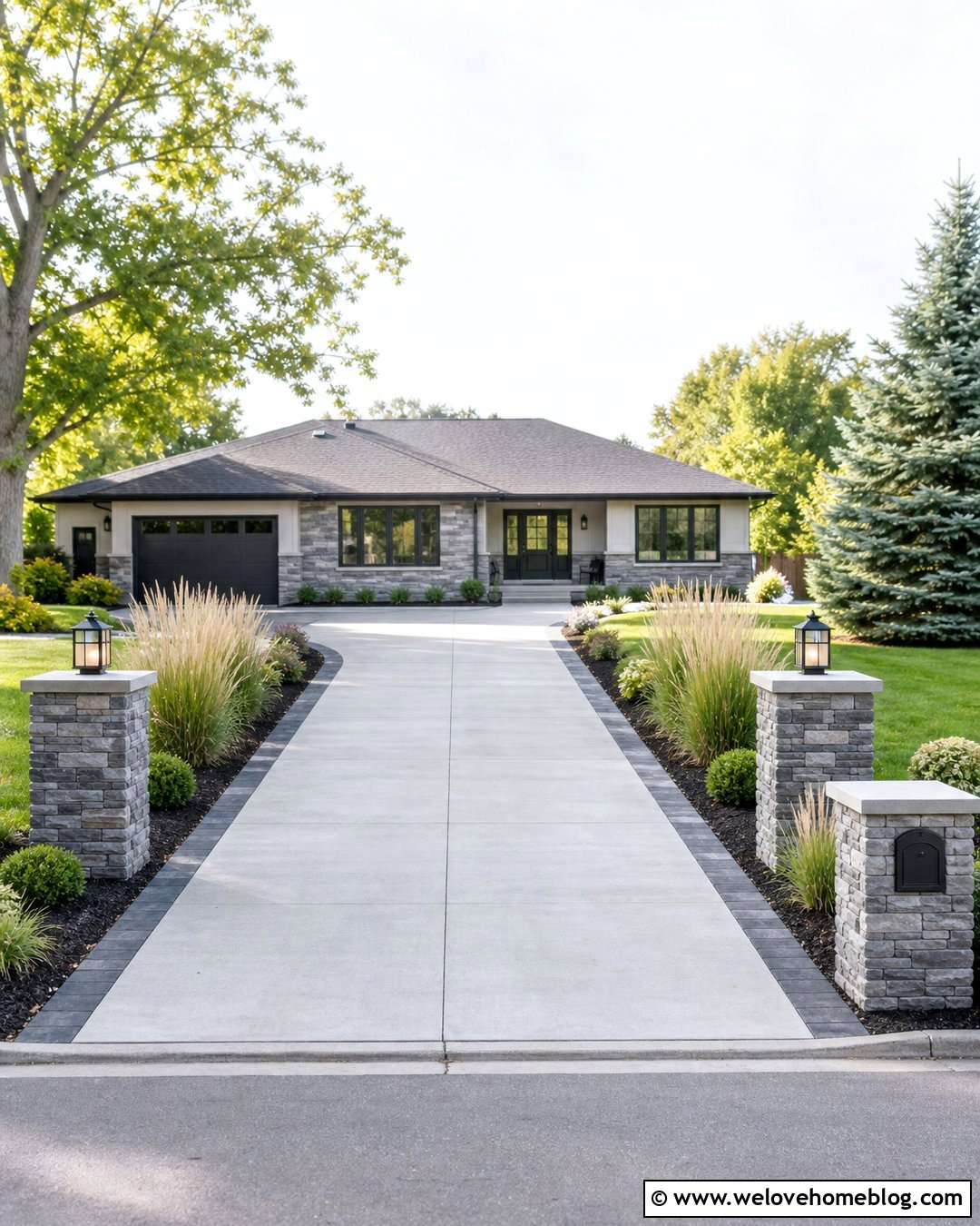 Stone Veneer Pillars On A Budget - 40 Stone Pillars Driveway Entrance Ideas