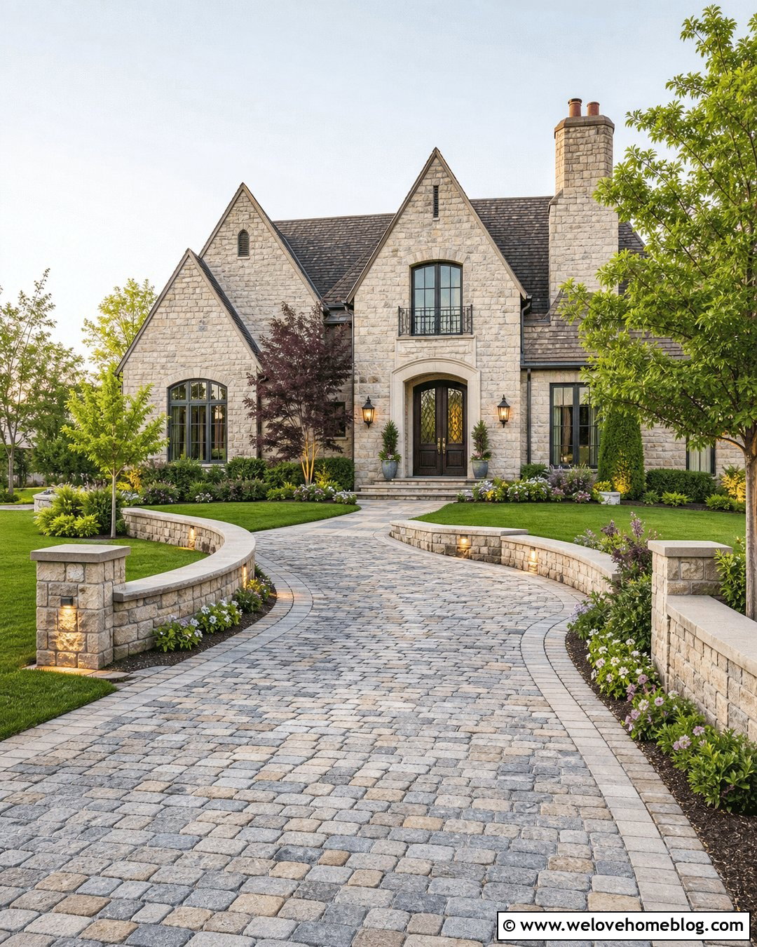 Stone Wall Driveway Entrance - 35 End Of Driveway Landscaping Ideas