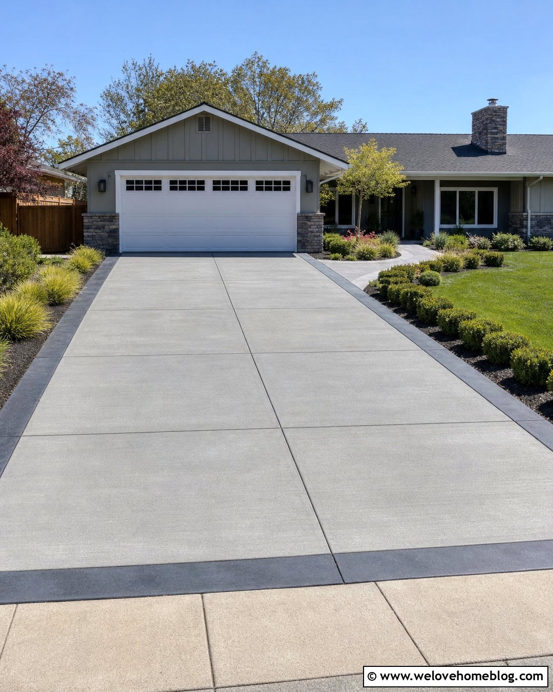 Straight Broom Finish Concrete Driveway - 20 concrete driveway plans ideas