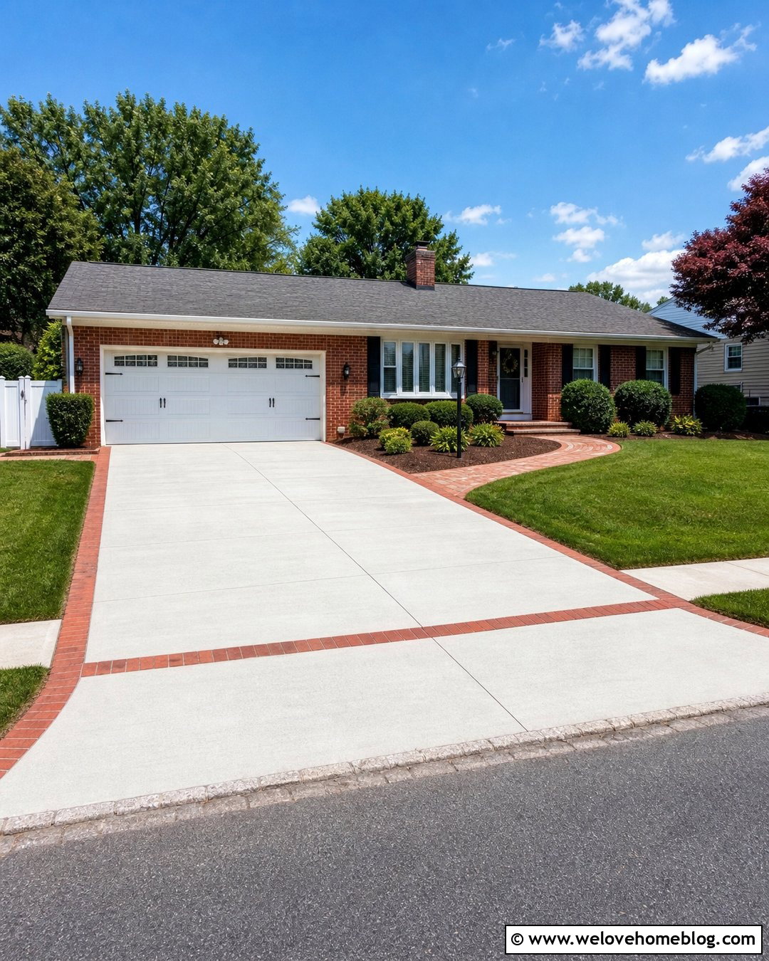 Straight Concrete Driveway With Brick Edging - 35 home driveway ideas