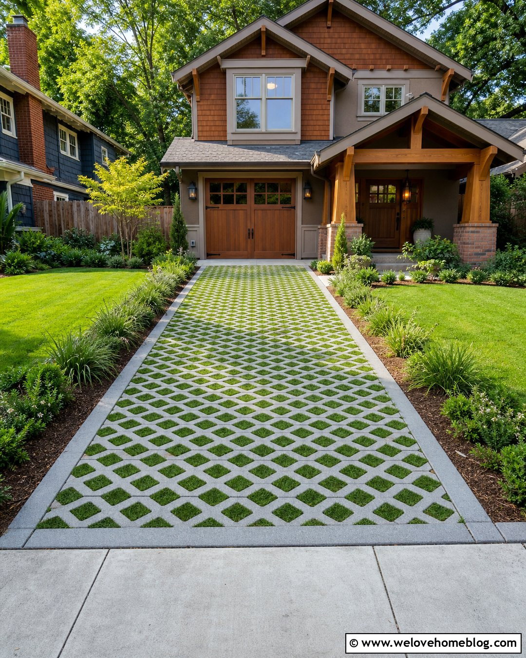 Straight Concrete Grass Paver Driveway - 20 drivable grass driveways ideas