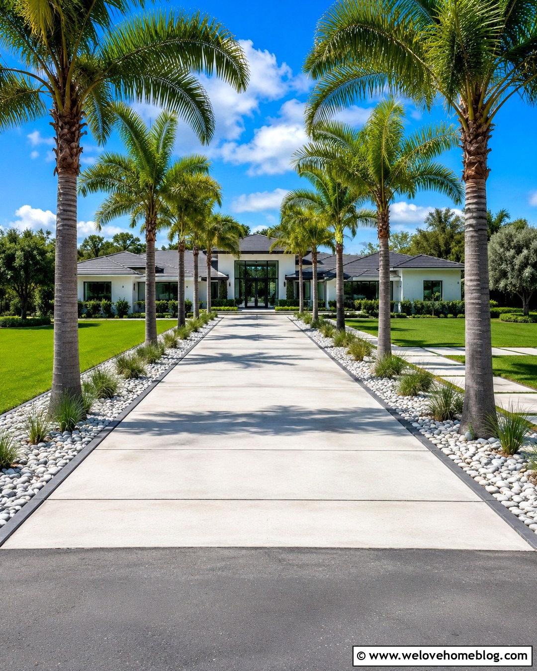 Straight Concrete Palm Tree Driveway - 20 Driveway With Palm Trees Ideas