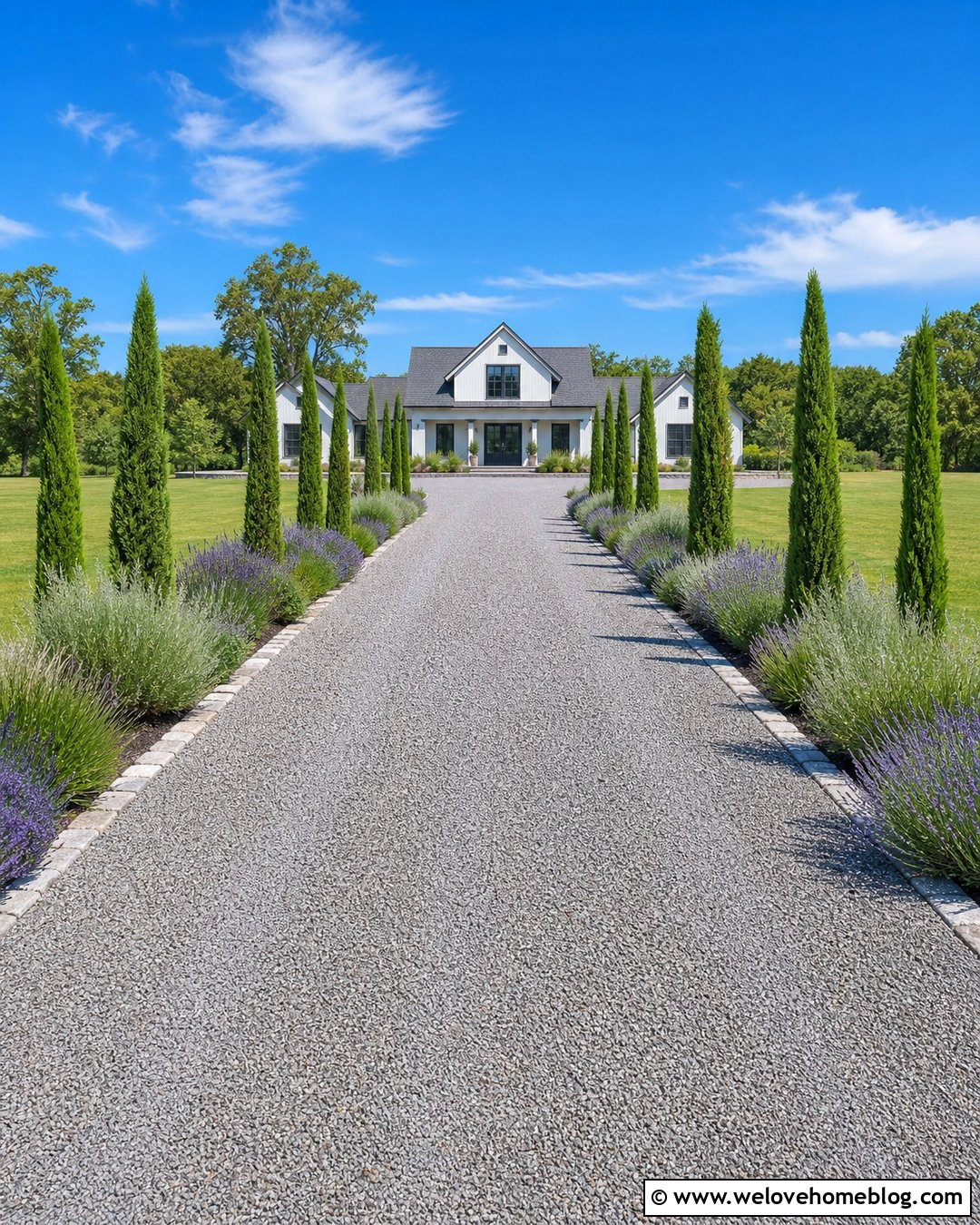 Straight Gravel Italian Cypress Driveway - 20 Italian Cypress Driveway Ideas