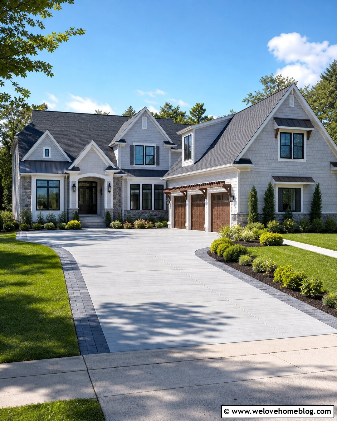Straight Side Garage Driveway With Turning Apron - 25 Side Garage Driveway Layout Ideas