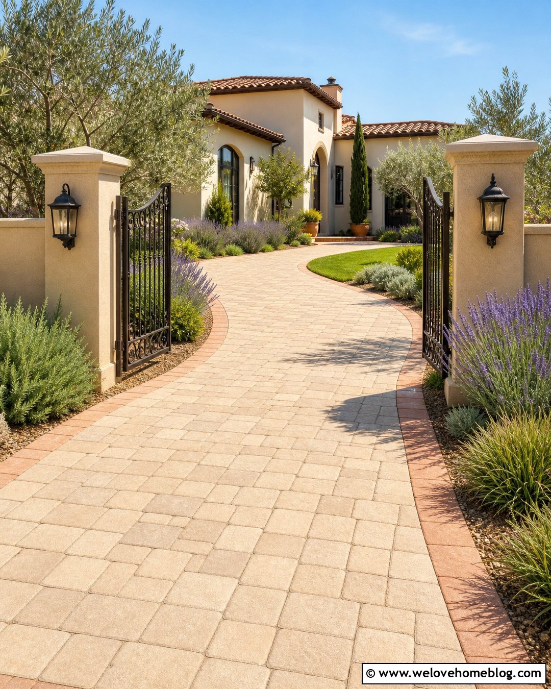Stucco Driveway Entrance Pillars With Pavers - 20 Driveway Posts Entrance Ideas