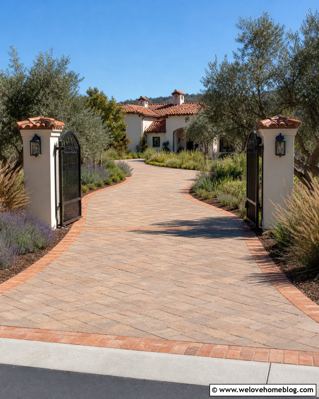 Stucco Driveway Gate Posts With Pavers - 20 Driveways Gate Posts Ideas