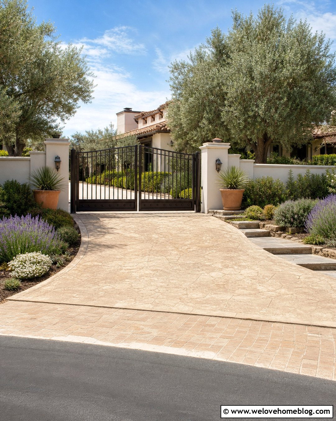 Stucco Pillar Driveway Gate - 20 Unique Driveway Gates Ideas
