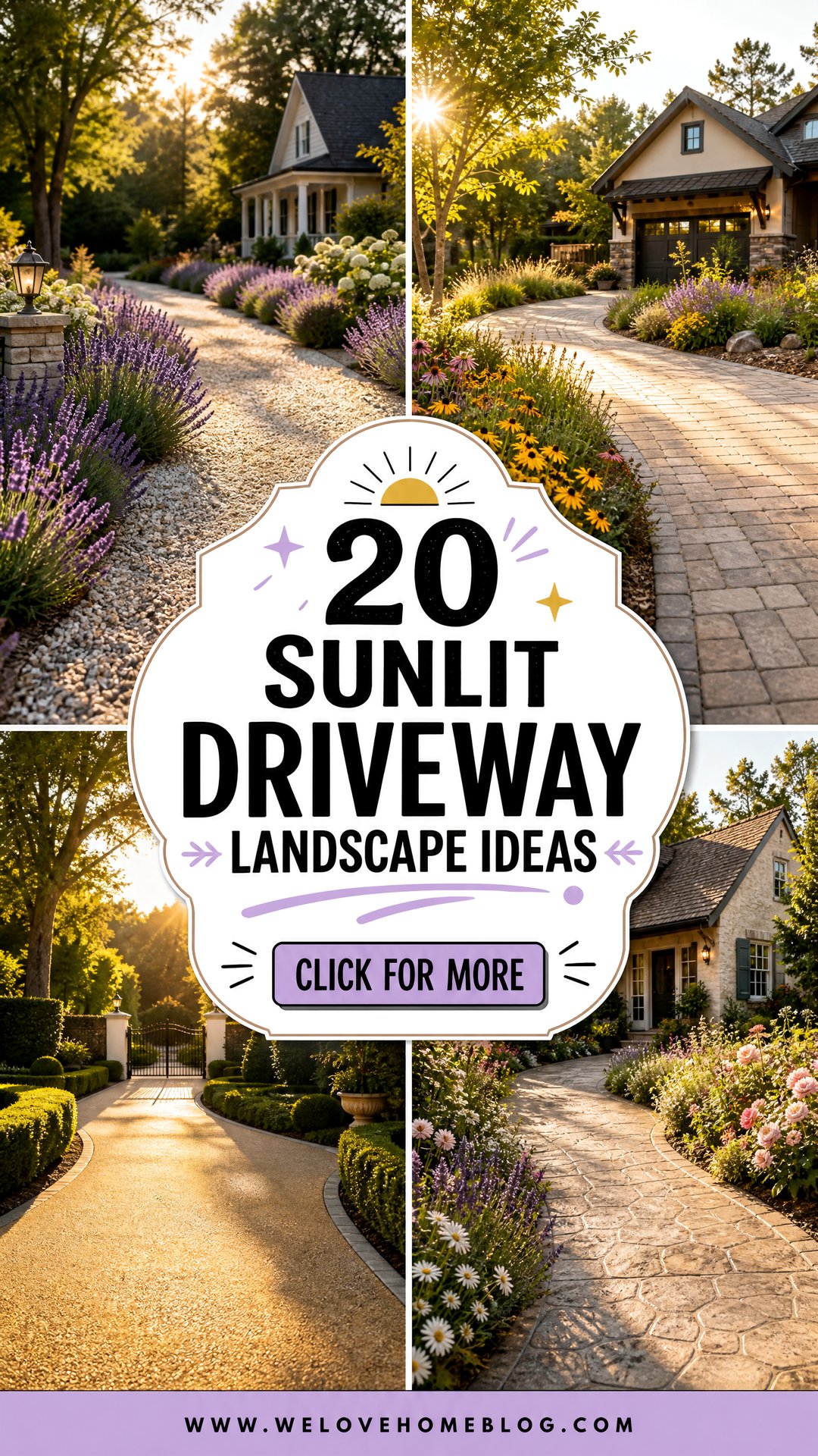 20 Sunlit Driveway Landscape Ideas for a Warm Welcoming Look - 20 Sunlit Driveway Landscape Ideas for a Warm, Welcoming Look