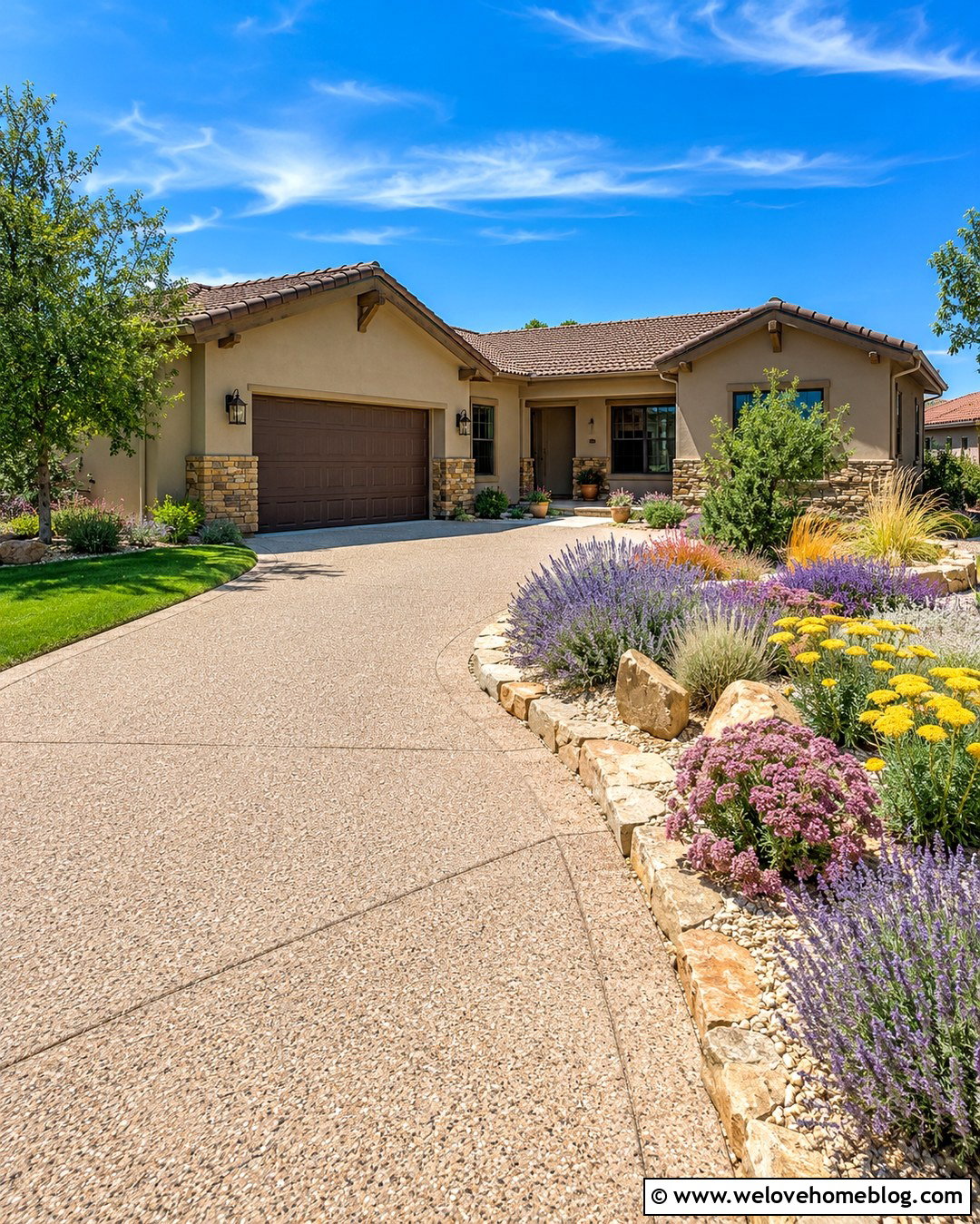 Sunny Driveway Garden Bed With Drought Tolerant Plants - 20 garden bed along driveway ideas