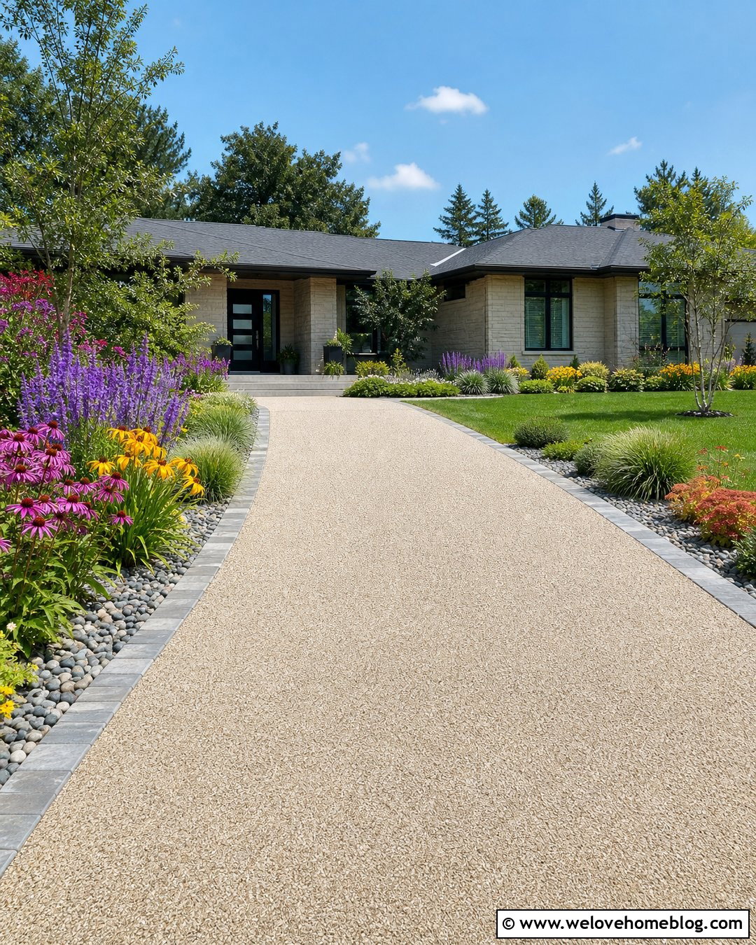 Sunny Driveway Planting - 35 Driveway Planting Ideas