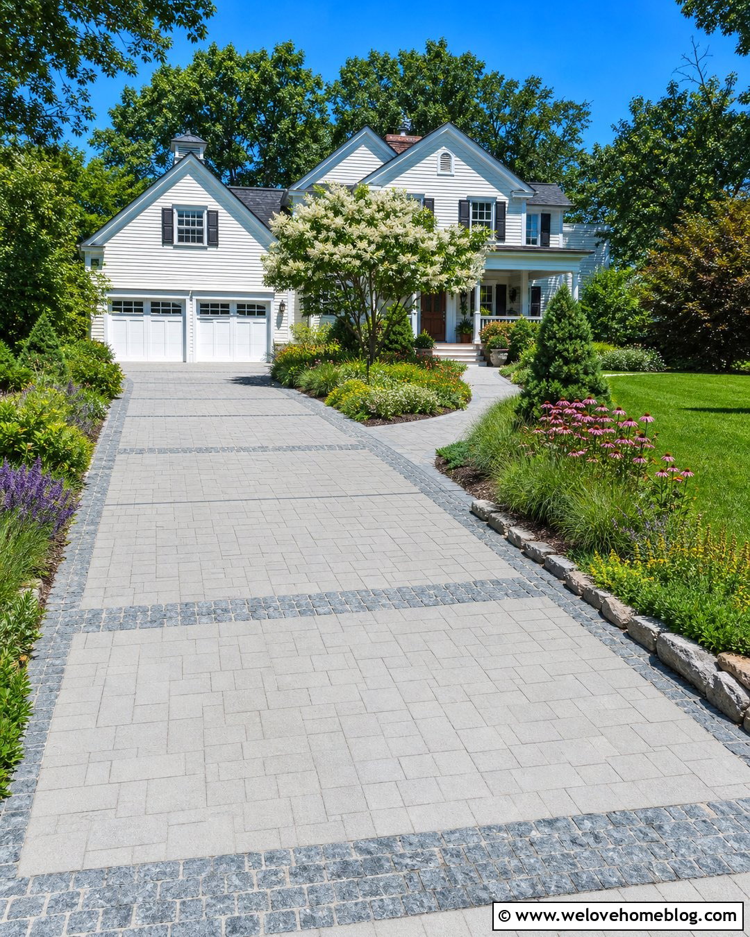 Sunny Driveway With Pollinator Planting - 40 Front Driveway Landscaping Ideas
