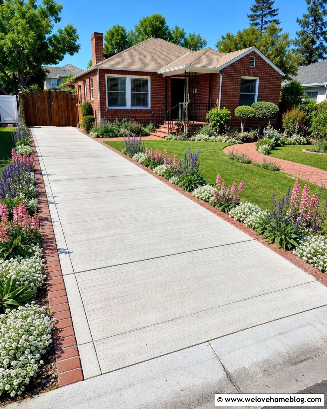 Sweet Alyssum Along a Small Concrete Driveway - 25 flowers along driveway ideas
