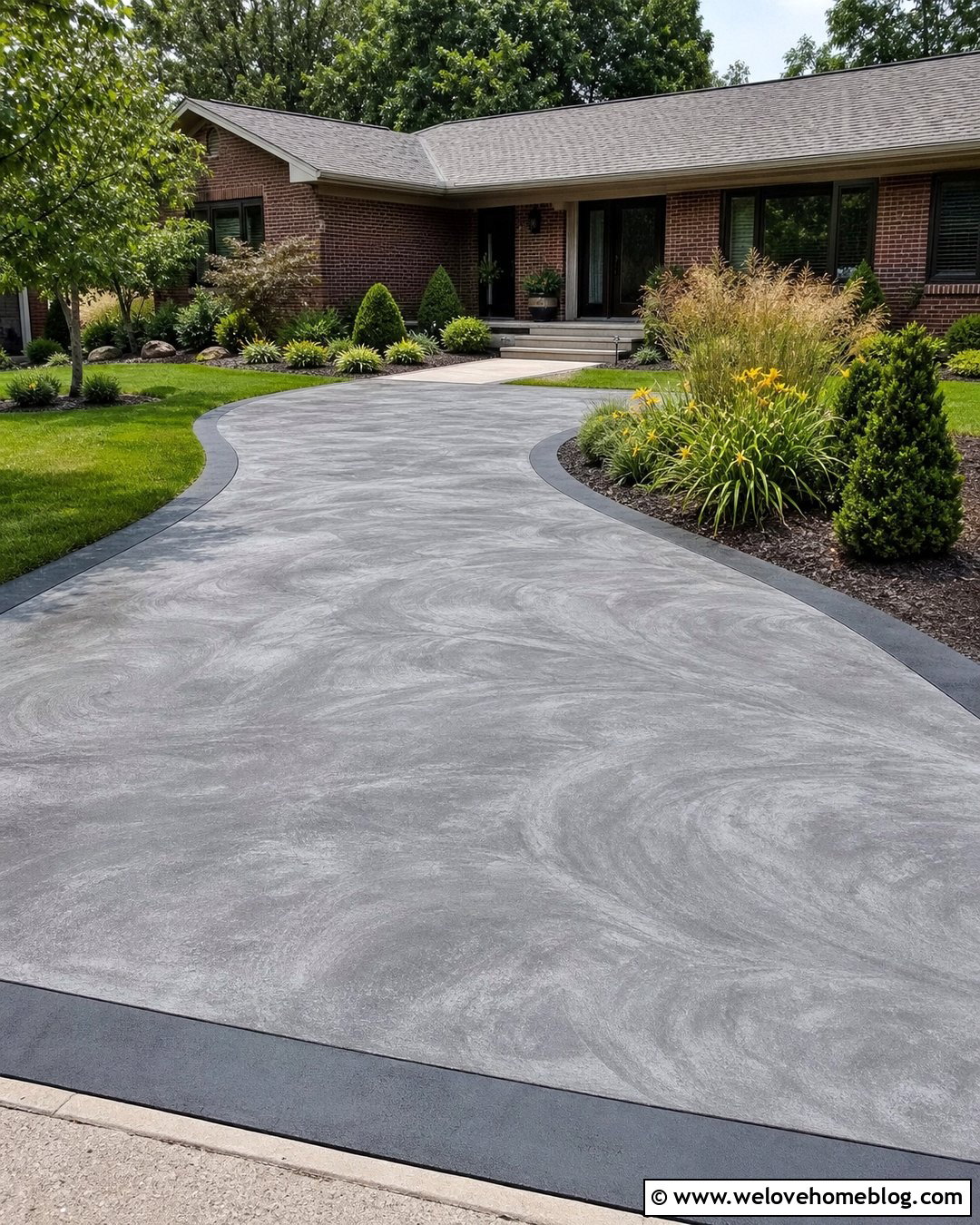 Swirl Finish Concrete Driveway
